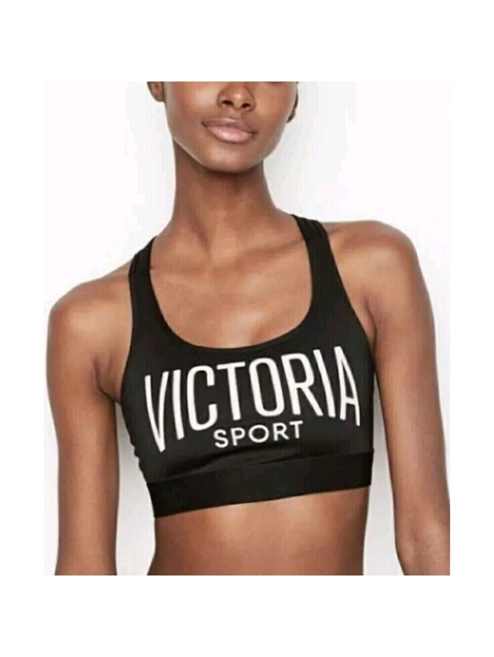 Victoria Sport Logo Sports Bra Racerback Black Size L